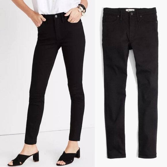 Madewell Black 9" Mid-Rise Skinny Jeans ISKO Black Size 24 Premium Denim G1202 - Picture 2 of 14